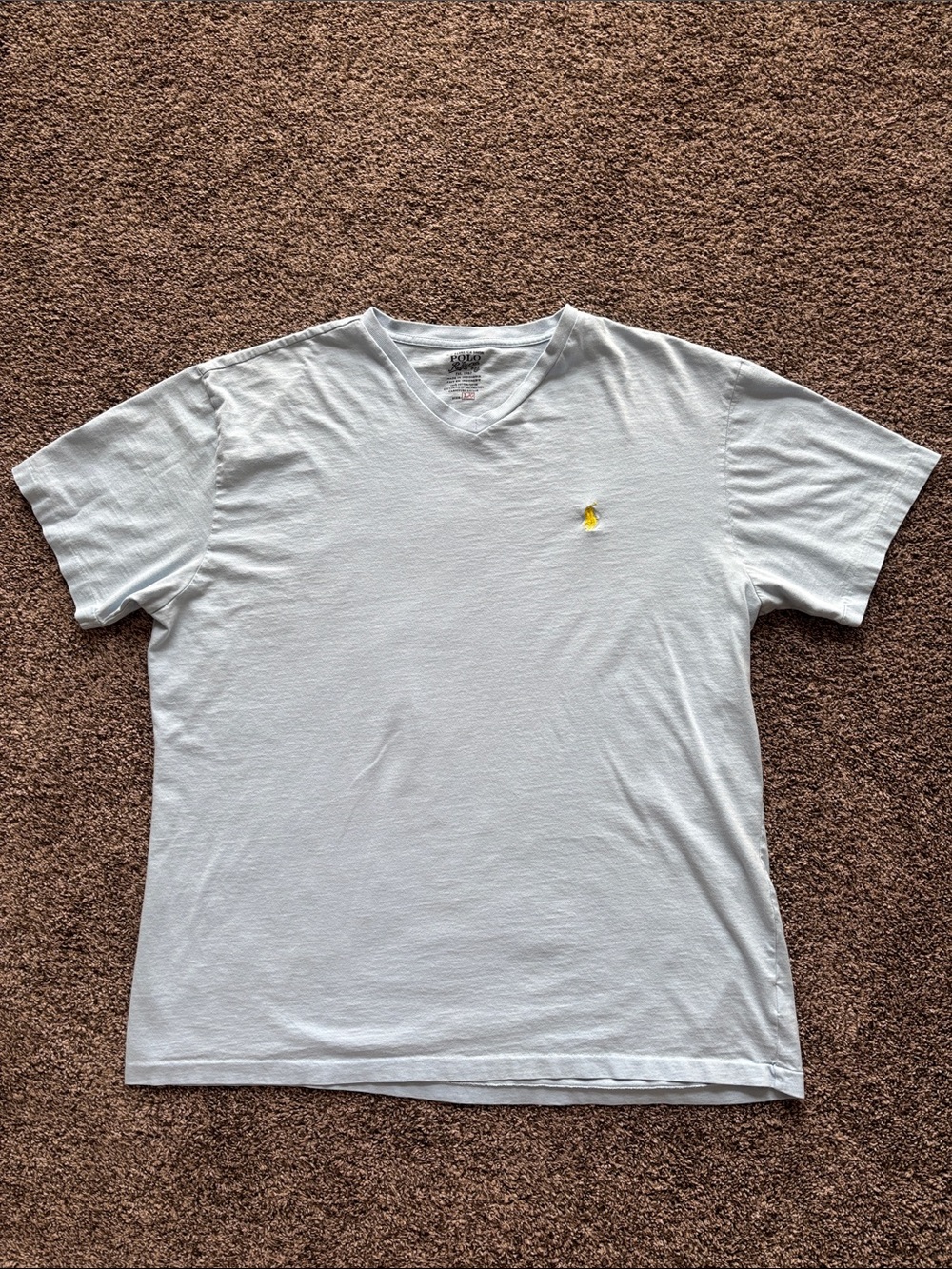 Polo by Ralph Lauren Light Blue V-Neck Tee with Yellow Pony